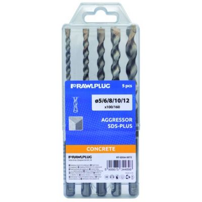 Zestaw wierteł do betonu Aggressor SDS Plus RT-SDSA-SET2 5szt. RAWLPLUG (RT-SDSA-SET2)