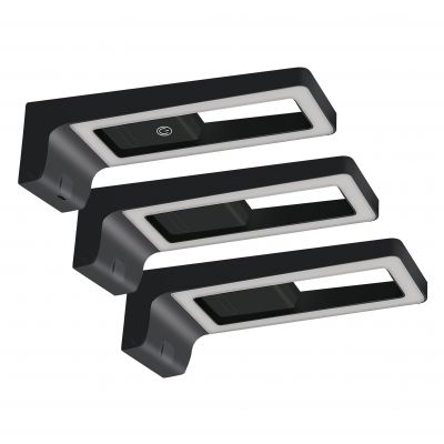 ARTUS zestaw 3 lamp podszafkowych LED, 3x3W, 3x225lm, 4000K, z włącznikiem dotykowym i USB, czarne (AD-OM-6475L4/B)