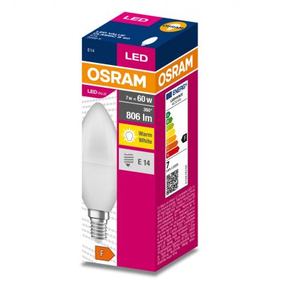 Żarówka LED E14 świeczka 7W 806lm 3000K ciepła biel VALUE OSRAM (4058075628625)
