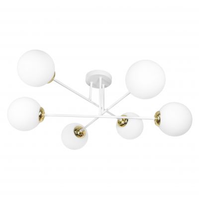 LEIA 6P E27, lampa wisząca, max. 6x60W, biało-złota (AD-LD-6439W-CE27SM)