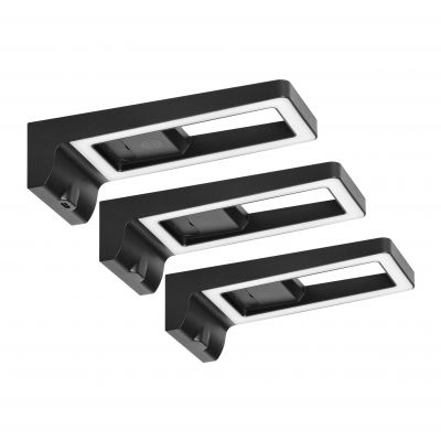 ARTUS zestaw 3 lamp podszafkowych LED, 3x3W, 3x225lm, 4000K, z włącznikiem dotykowym i USB, czarne (AD-OM-6475L4/B)