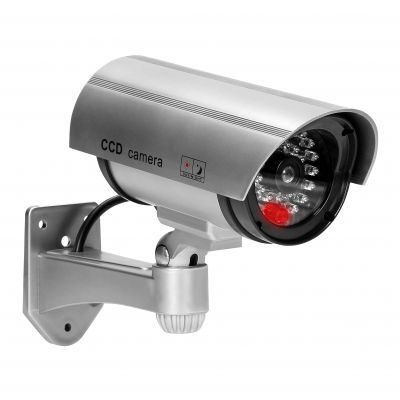 Atrapa kamery monitorującej CCTV, bateryjna, srebrna (CD-3/G)
