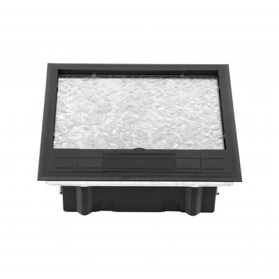 Puszka podłogowa na gniazda modułowe 6 x 45x45mm lub 12 x 22,5x45mm, pokrywa: materiał własny, czarn (OR-GP-9202/CF)