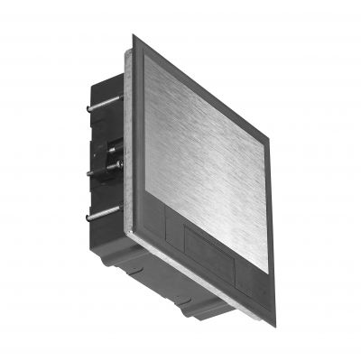 Puszka podłogowa na gniazda modułowe 6 x 45x45mm lub 12 x 22,5x45mm, pokrywa: stal nierdzewna, czarn (OR-GP-9202/SS)
