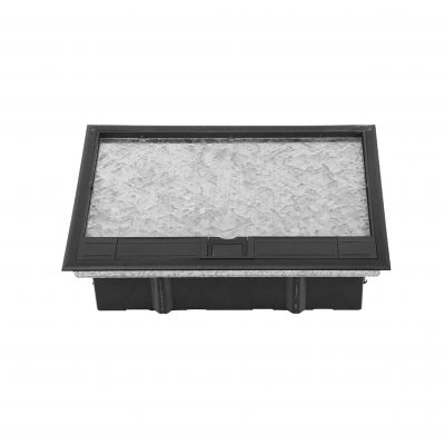 Puszka podłogowa na gniazda modułowe 8 x 45x45mm lub 16 x 22,5x45mm, pokrywa: materiał własny, czarn (OR-GP-9203/CF)