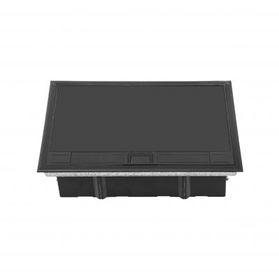 Puszka podłogowa na gniazda modułowe 8 x 45x45mm lub 16 x 22,5x45mm, pokrywa: plastik, czarna (OR-GP-9203/P)