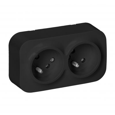 ToDo Gniazdo podwójne 2x2P+Z, 16A/230VAC, IP20, Czarne 10 sztuk (OR-OE-7206/B/10)