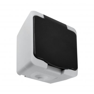 Gniazdo pojedyncze 2P+Z AQUATIC MINI IP54, 16A, 230V AC, Biało-Czarne, 10 sztuk (OR-OE-7305/WB/10)