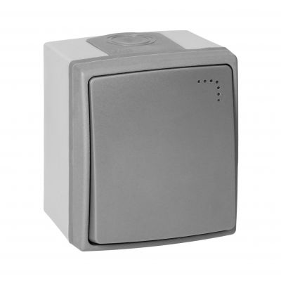 Łącznik jednobiegunowy z podświetleniem AQUATIC PRO IP55, 10A, 230V AC, Szaro-Grafitowy (OR-OE-7400/P/GR)