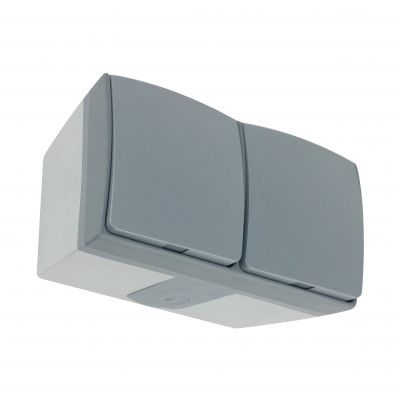 Gniazdo podwójne 2x2P+Z AQUATIC PRO IP55, 16A, 230V AC, Szaro-Grafitowy 5 sztuk (OR-OE-7406/GR/5)