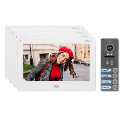 Zestaw wideodomofonowy 4-rodzinny, bezsłuchawkowy kolor, LCD 7 cal dotykowy, menu OSD, pamięć, gniazdo ORNO (OR-VID-EX-1066/W)