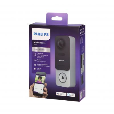 Philips WelcomeEye Link, dzwonek bezprzewodowy wideo z WiFi na baterię wielokrotnego ładowania 531134 ORNO (531134)