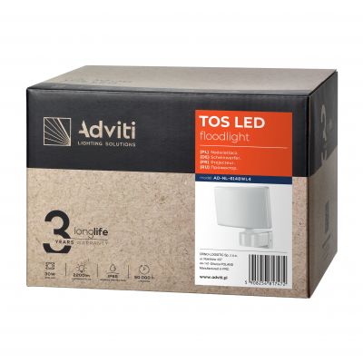 Naświetlacz ogrodowy LED 2200lm IP65 4000K PC biały ORNO TOS 30W (AD-NL-6148WL4)