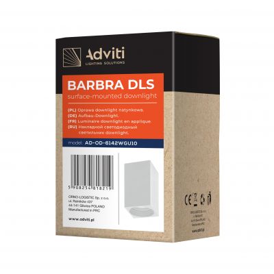 BARBRA DLS GU10 downlight max 50W, IP20, kwadrat, biały, aluminium ORNO (AD-OD-6142WGU10)