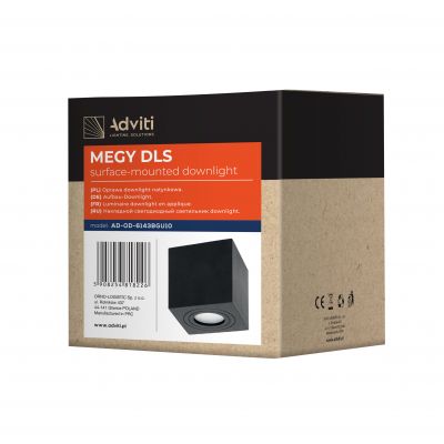 MEGY DLS GU10 downlight max 50W, IP54, kwadrat, czarny, aluminium ORNO (AD-OD-6143BGU10)