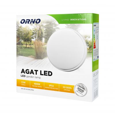 AGAT LED 15W, oprawa ogrodowa, 1100lm, IP54, 4000K, biała ORNO (AD-OP-6112WLPM4)