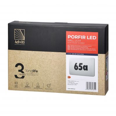 PORFIR LED 12W, oprawa oświetleniowa z numerem domu, 950lm, IP65, 4000K, IK10 ORNO (AD-OP-6117LPM4)