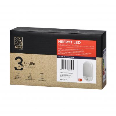 NEFRYT LED 15W, oprawa ogrodowa z czujnikiem ruchu, 1100lm, IP54, 4000K, biała ORNO (AD-OP-6147WLPMR4)