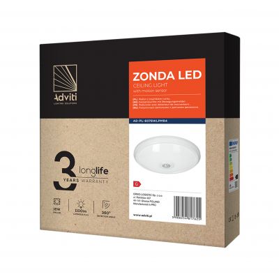 ZONDA LED 16W, plafon z czujnikiem ruchu, 1100lm, IP20, 4000K, poliwęglan mleczny, biały AD-PL-6076WLPMR4 ORNO (AD-PL-6076WLPMR4)