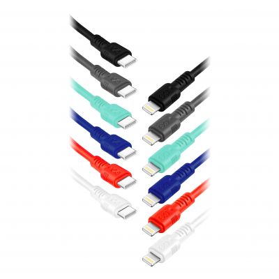 Kabel USB-C - Lightning eXc WHIPPY, 2M, (3A, szybkie ładowanie), kolor mix ORNO (CABEXCWHIPUCLI2.0MIX)