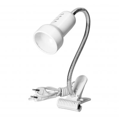 Luke, lampa biurkowa z klipsem, flex, 40W, E14, stal + tworzywo, biała DL-11/W ORNO (DL-11/W)