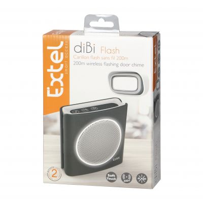 EXTEL diBi Flash Soft, dzwonek bezprzewodowy, bateryjny, 6 dźwięków, zakres działania 200m, soft tou EXTEL081737 ORNO (EXTEL081737)