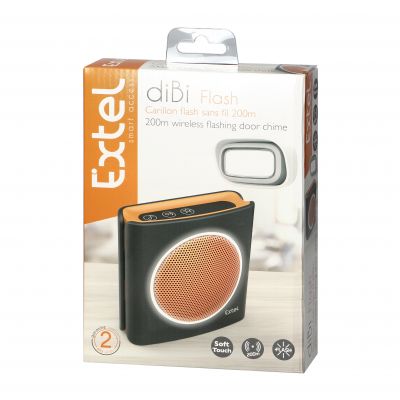 EXTEL diBi Flash Soft, dzwonek bezprzewodowy, bateryjny, 6 dźwięków, zakres działania 200m, soft tou EXTEL081741 ORNO (EXTEL081741)