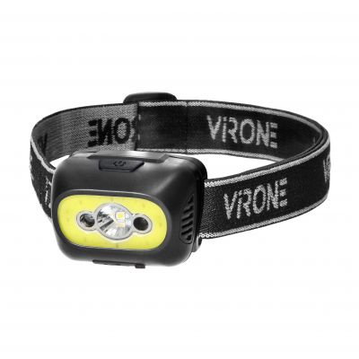 Latarka czołowa COB+LED, ładowanie USB, czujnik ruchu, czarna (LT-13/B)