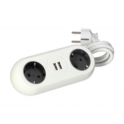 Gniazdo meblowe z uchwytem montażowym, ładowarką USB, 2 gniazda 2P+Z (Schuko), 2xUSB, przewód 3x1,5m OR-AE-13133(GS)/W ORNO (OR-AE-13133(GS)/W)