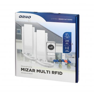 Zestaw domofonowy 2-rodzinny z interkomem, natynkowy z czytnikiem breloków, MIZAR MULTI ORNO (OR-DOM-AT-930/W)