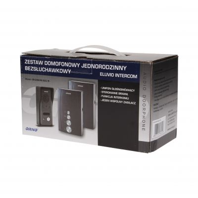 Zestaw domofonowy jednorodzinny z interkomem, bezsłuchawkowy, czarny ELUVIO INTERCOM OR-DOM-RE-920/B ORNO (OR-DOM-RE-920/B)