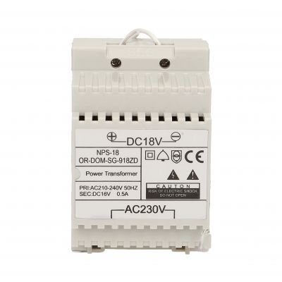 Zasilacz na szynę DIN 18VDC/0,5A do domofonów z serii SAGITTA OR-DOM-SG-918ZD ORNO (OR-DOM-SG-918ZD)