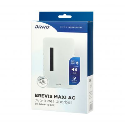 Dzwonek elektromechaniczny dwutonowy BREVIS MAXI AC, 230V, biały OR-DP-MR-150/W ORNO (OR-DP-MR-150/W)