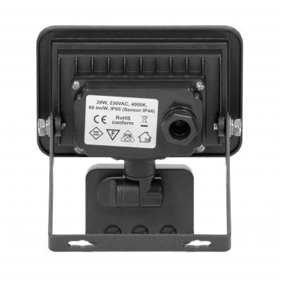 BULLED S 20W naświetlacz LED z PIR, 1600lm, IP44, 4000K, Alu+szkło (OR-NL-6136BLR4)