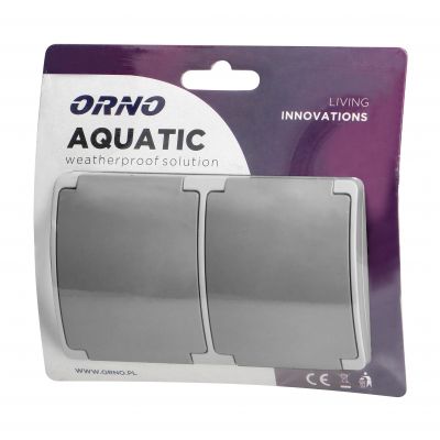 Gniazdo podwójne 2x2P+Z AQUATIC IP44 szary-grafit ORNO (OR-OE-7106/GR)