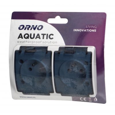 Gniazdo podwójne 2x2P+Z AQUATIC IP44 biały dymiony ORNO (OR-OE-7106/WT)