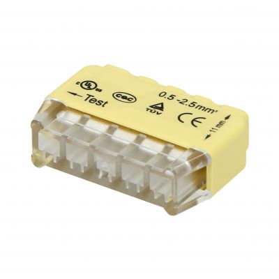 Złączka instalacyjna wciskana 5-przewodowa; na drut 0,75-2,5mm2; IEC 300V/24A; Blister 10 szt. ORNO (OR-SZ-8004/5/B10)