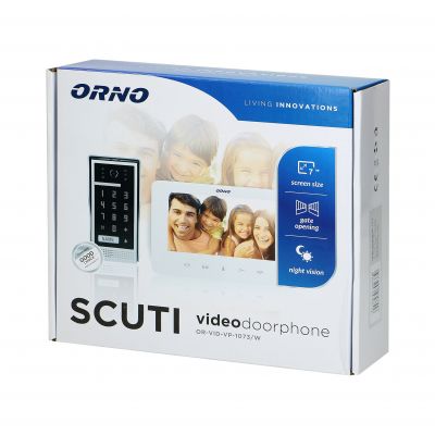 Zestaw wideodomofonowy, bezsłuchawkowy, kolor, LCD 7 cal interkom, z szyfratorem, natynkowy, biały, SC ORNO (OR-VID-VP-1073/W)