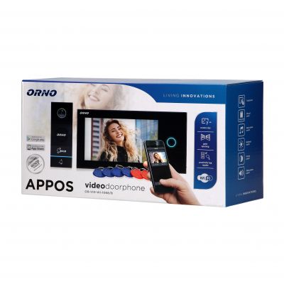 Zestaw wideodomofonowy, bezsłuchawkowy, kolor, LCD 7&quot;, menu OSD, WI-FI + APP na telefon, sterowanie ORNO (OR-VID-WI-1068/B)