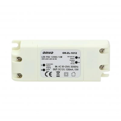 Zasilacz LED 12V DC 15W 1,25A IP20 OR-ZL-1612 ORNO (OR-ZL-1612)