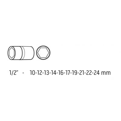 Nasadki udarowe 1/2 cal 10-24 mm, zestaw 10 szt. 12-101 NEO (12-101)