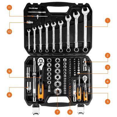 Klucze nasadowe 1/2' 1/4' zestaw 82sztCrV NEO 08-672 GTX (08-672)