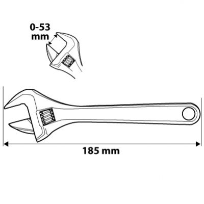 Klucz nastawny krótki 185 mm, zakres 0-53 mm 03-022 NEO (03-022)