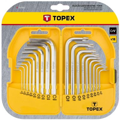 Klucze sześciokątne i Torx, zestaw 18 szt. 35D952 TOPEX (35D952)