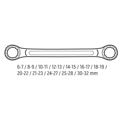 Klucze oczkowe odgięte 6-32 mm, zestaw 12 szt. 09-952 NEO (09-952)
