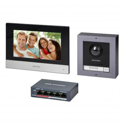 HIKVISION Zestaw wideodomofonowy PoE, monitor 7'', dotykowy, Wi-Fi + App na telefon ORNO (DS-KIS602)