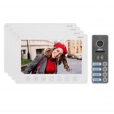 Zestaw wideodomofonowy 4-rodzinny, bezsłuchawkowy, kolor, LCD 7 cal menu OSD, sterowanie bramą, biały ORNO (OR-VID-EX-1065/W)