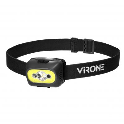 Latarka czołowa COB+LED, ładowanie USB, czujnik ruchu, czarna (LT-13/B)