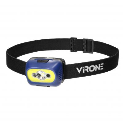 Latarka czołowa COB+LED, ładowanie USB, czujnik ruchu, niebieska (LT-13/BL)