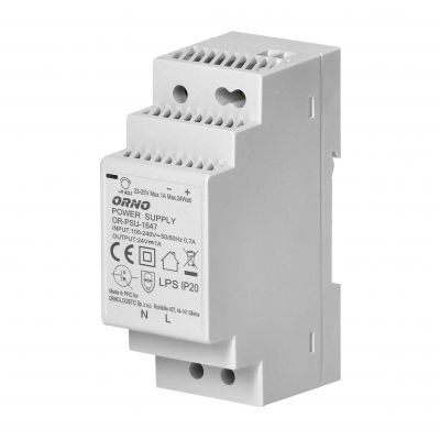 Zasilacz na szynę DIN 24VDC, 1A, 24W, szerokość 2 moduły OR-PSU-1647 ORNO (OR-PSU-1647)